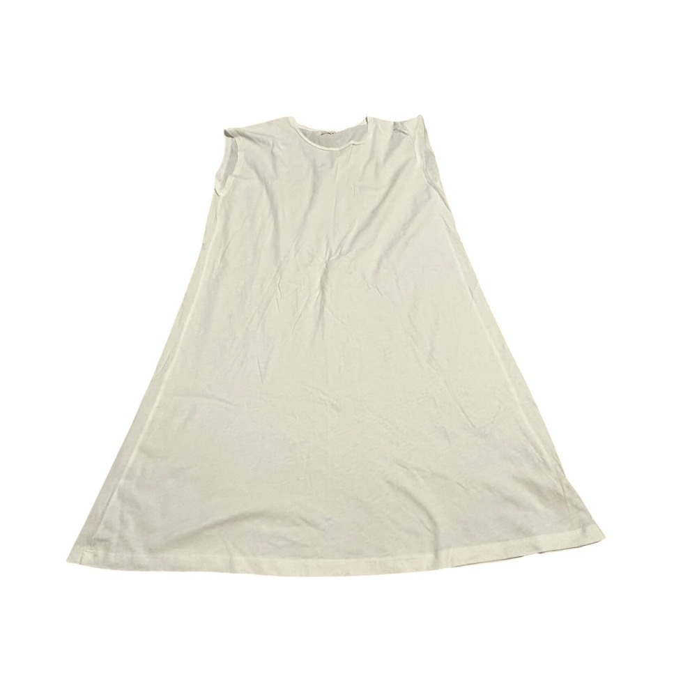 Organic by John Patrick‎ White Organic Cotton Sleeveless A-Line Shirt Dress Med